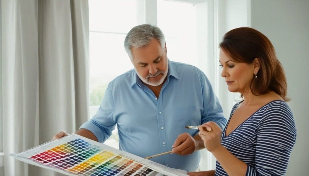 couple looking at paint samples